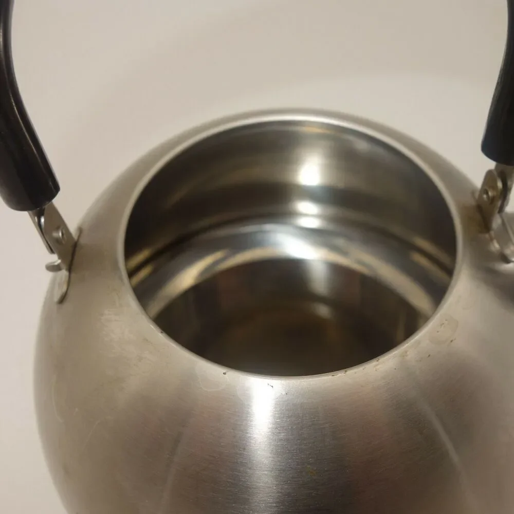 Vintage COPCO Whistling Tea Kettle Teapot Shiny Stainless Steel 1.5 Quart